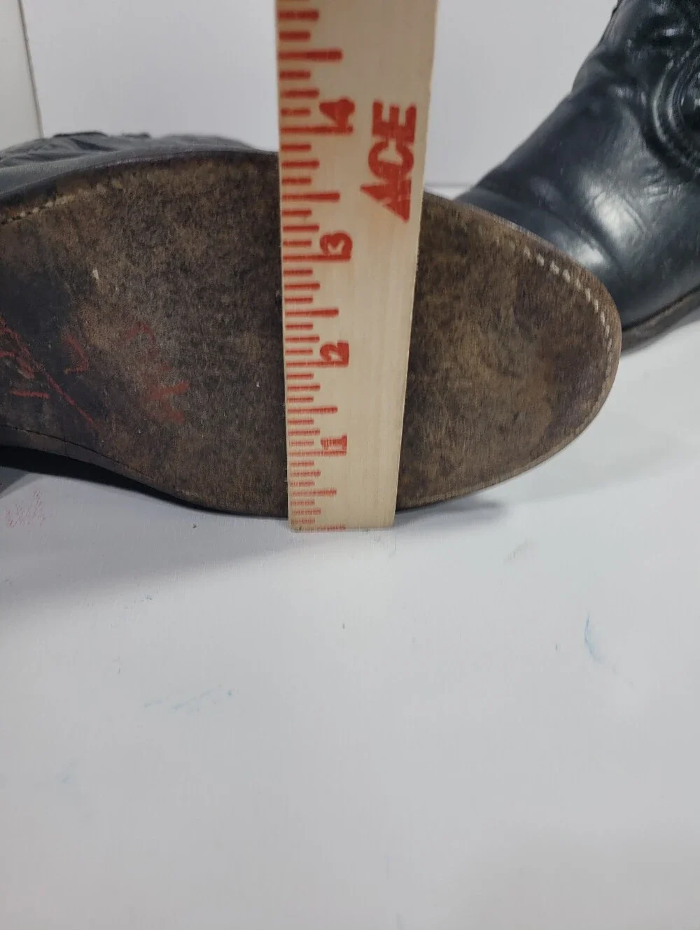 Tres Garcia Black Leather Cowboy Western Roper Boots Mens Size 6.5 Vtg Mex 25.5
